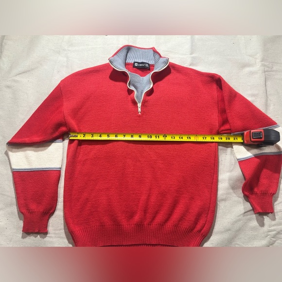 Men’s Vintage Red St Michael 1/4 Zip Pullover Knit Sweater Size 38 - Picture 4 of 4